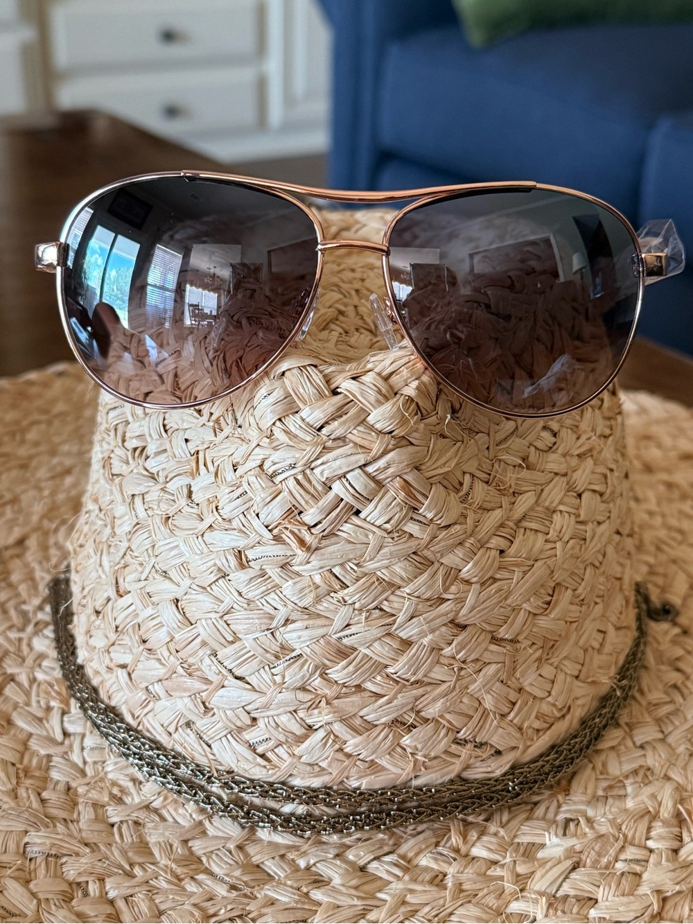 Rose Gold Jessica Simpson J106 Aviator Sunglasses Gray Lenses - Women